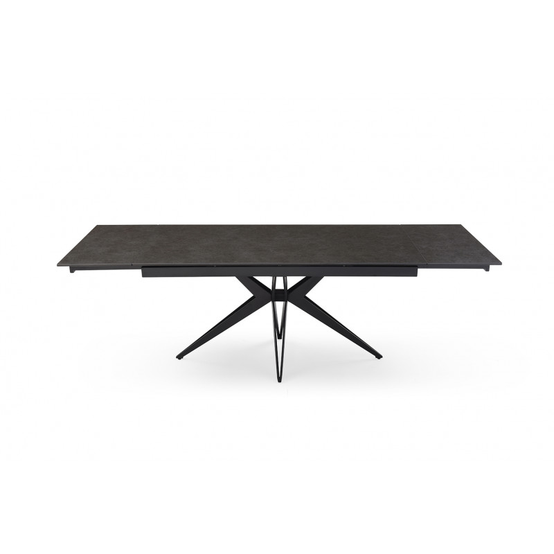 Table de repas extensible 160/240 cm céramique gris anthracite mat et pied étoile en métal noir - UTAH 06