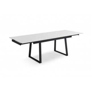 Table de repas extensible 160/240 cm céramique blanc mat et pieds luge métal noir - OREGON 02