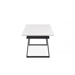Table de repas extensible 160/240 cm céramique blanc mat et pieds luge métal noir - OREGON 02