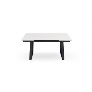 Table de repas extensible 160/240 cm céramique blanc mat et pieds luge métal noir - OREGON 02
