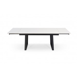 Table de repas extensible 160/240 cm céramique blanc mat et pieds luge métal noir - OREGON 02