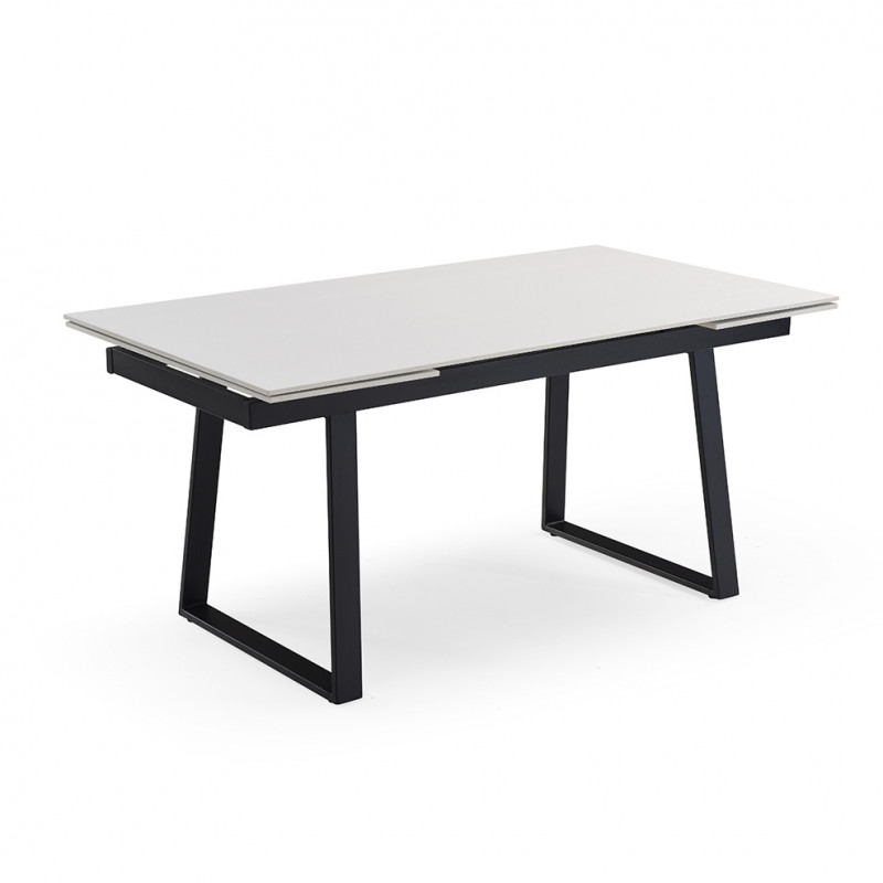 Table extensible 160/240 cm céramique blanc pieds luge - OREGON 02