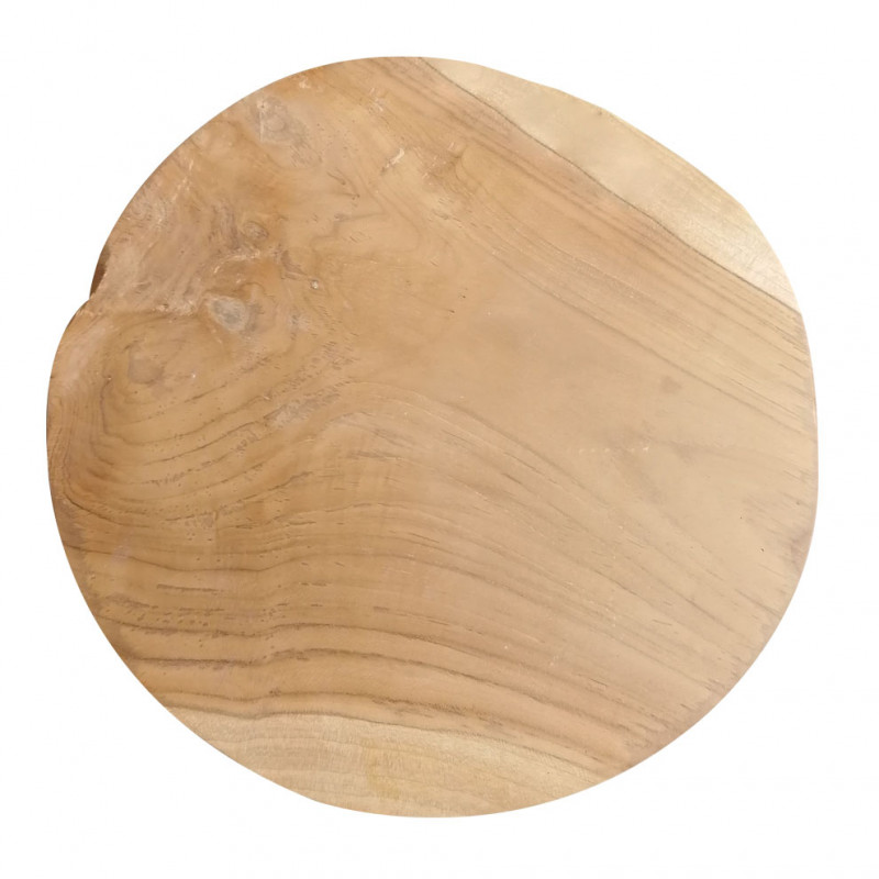 Tabouret en bois de teck plateau rond et piètement racine - DAPHNE 02