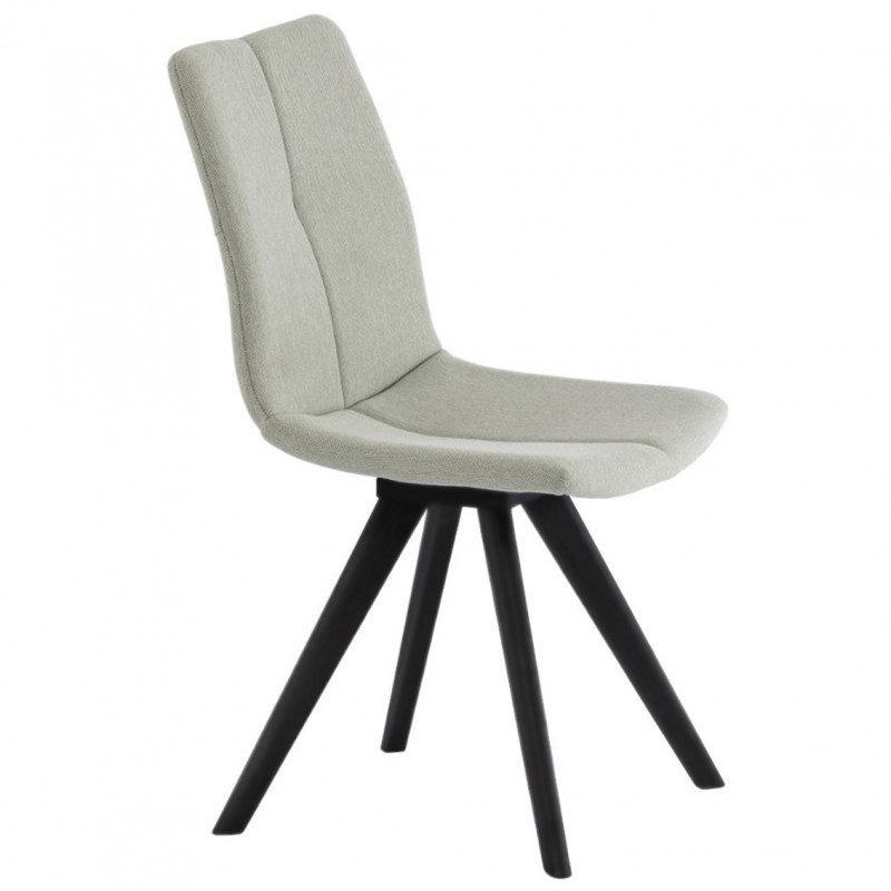 Lot de 2 chaises capitonnées en tissu vert pastel et piètement en chêne massif noir - MISU