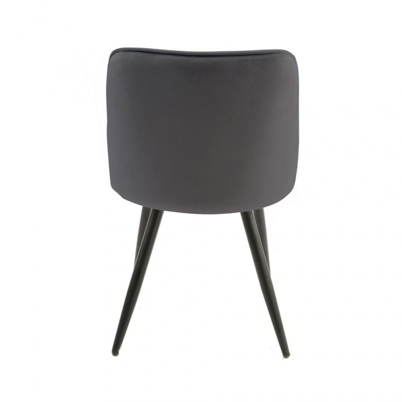 Lot de 4 chaises en velours gris foncé piètement en métal noir – TELLY