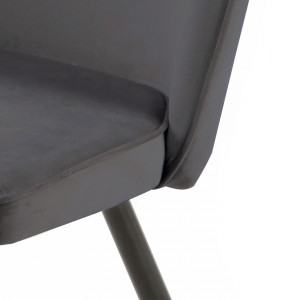 Lot de 4 chaises en velours gris foncé piètement en métal noir – TELLY