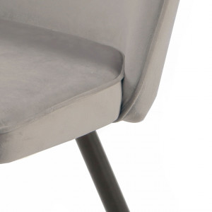 Lot de 4 chaises en velours gris clair piètement en métal noir – TELLY