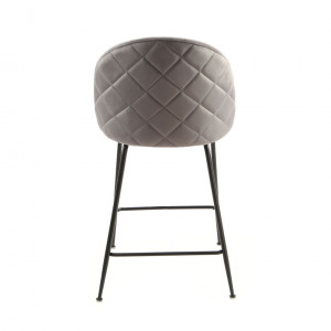Lot de 2 chaises de bar en velours gris foncé piètement métal - FARA