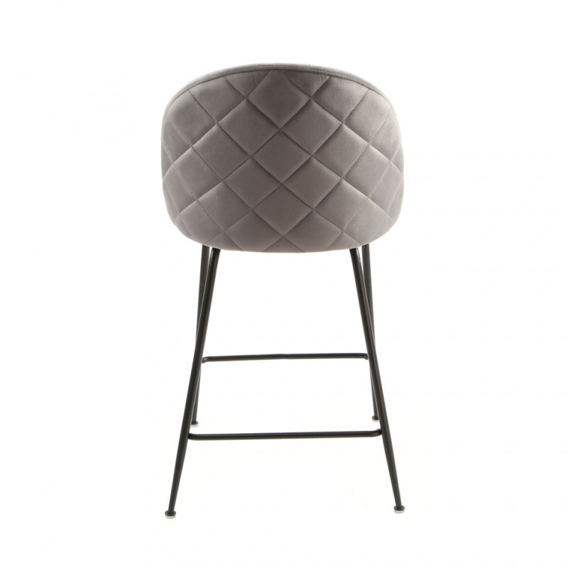 Lot de 2 chaises de bar en velours gris foncé piètement métal - FARA