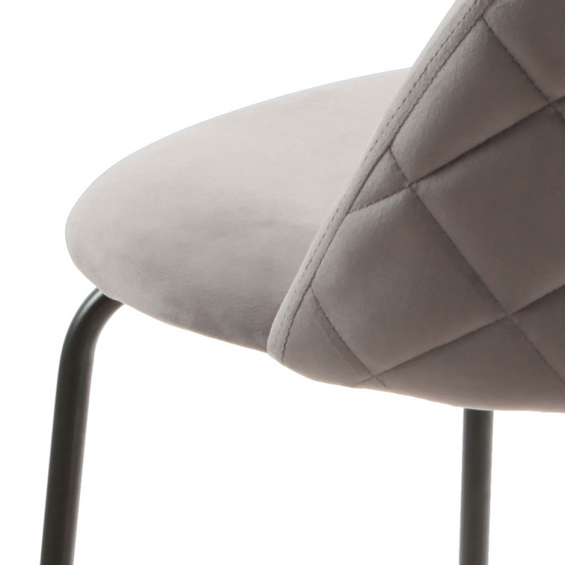 Lot de 2 chaises de bar en velours gris foncé piètement métal - FARA