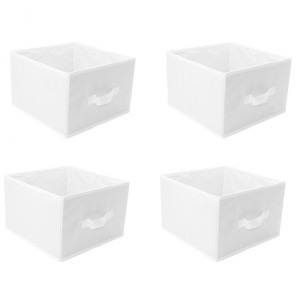 Lot de 4 boîtes de rangement suspendues blanc 100% nylon - SPACE