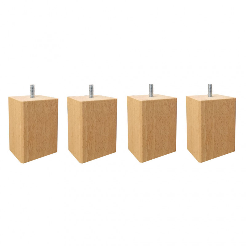 Lot de 4 pieds de meuble 15x7 carré en bois de hêtre - PIEDS DE LIT