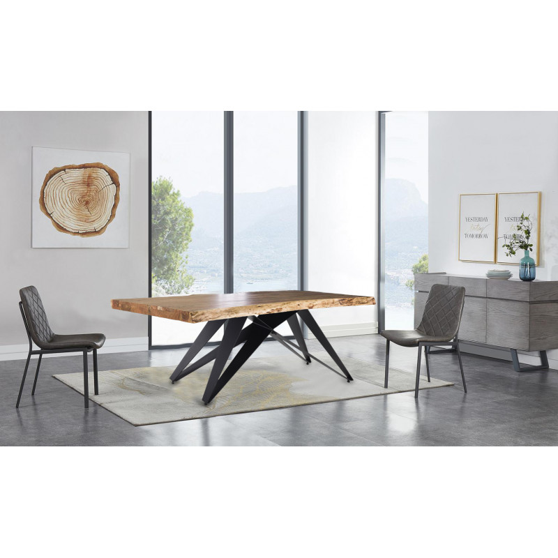 Pied de table de repas en métal noir finition peinture poudrée design croix géométrique hauteur 65 cm - 03