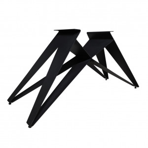 Pied de table de repas en métal noir finition peinture poudrée design croix géométrique hauteur 65 cm - 03