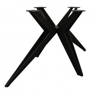 Pied de table de repas en métal noir finition peinture poudrée design croisé étoile hauteur 65 cm - 06