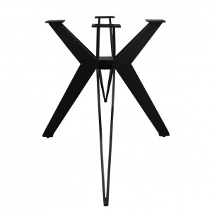 Pied de table de repas en métal noir finition peinture poudrée design croisé étoile hauteur 65 cm - 06