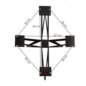 Pied de table de repas en métal noir finition peinture poudrée design croisé étoile hauteur 65 cm - 06