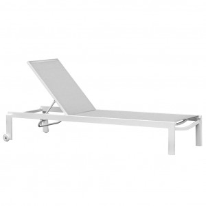 Chaise longue de jardin réglable en aluminium avec 2 roulettes - MOLI