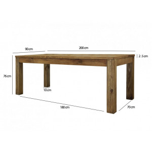 Table de repas rectangulaire 200 cm en bois recyclé -  CHALET