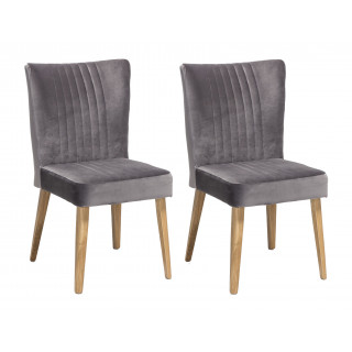 Lot de deux chaises scandinave en velours gris - ROYAL