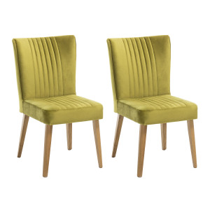 Lot 2 chaises scandinaves en bois et velours vert - ROYAL