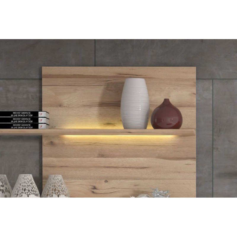 Ensemble meuble TV paroi murale blanc décor chêne clair - NOVA