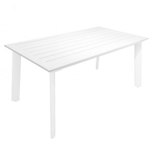 Table à manger en métal laqué blanc et structure aluminium - JUDDY