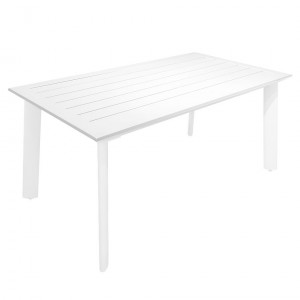 Table à manger en métal laqué blanc et structure aluminium - JUDDY