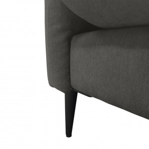 Canapé droit 2 places tissu doux gris anthracite accoudoirs 2 coussins pieds fins métal - design moderne contemporain - ELSIE