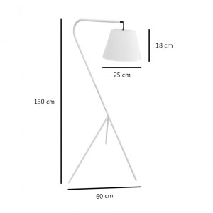 Lampadaire métal avec abat-jour blanc et trépied sur 3 pieds - SHINE M