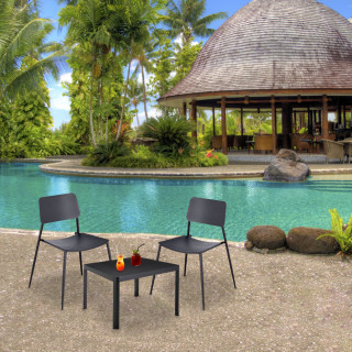 Lot de 2 chaises de jardin en acier gris anthracite - SCOLLA 7286
