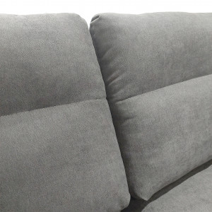 Canapé droit 2 places tissu doux gris clair avec accoudoirs 2 coussins pieds fins métal - design moderne contemporain - ELSIE