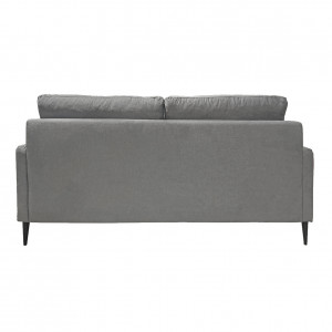 Canapé droit 3 places tissu gris clair et pieds fins métal - ELSIE