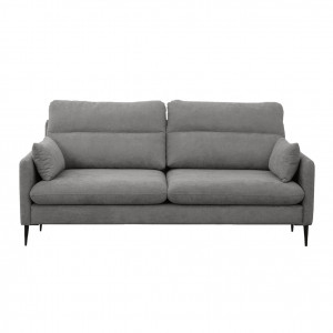 Canapé droit 3 places tissu gris clair et pieds fins métal - ELSIE