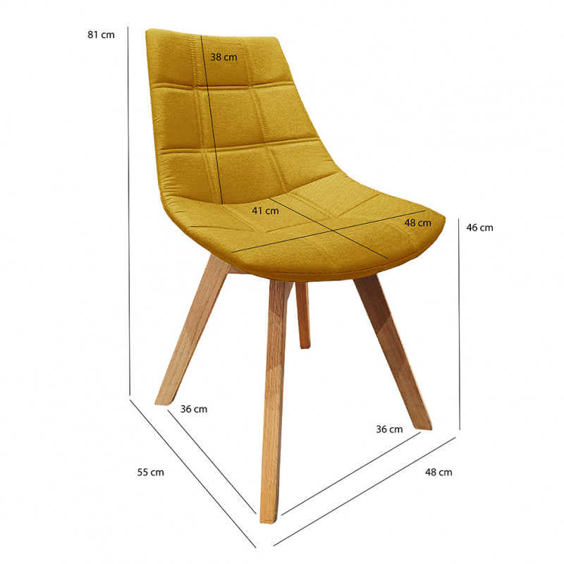 Lot 2 chaises tissu & piétement chêne – DEB-Chaise-Meubletmoi.com