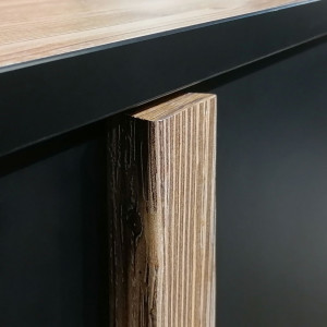 Buffet/Armoirette 85x200 décor bois clair avec piètement métal - CELIA