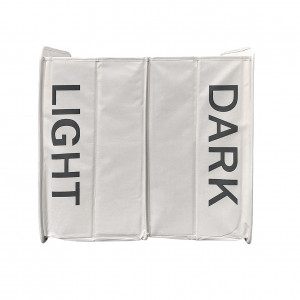 Panier à linge 2 compartiments en tissu blanc cassé imprimé Dark Light pliable avec poignées métal - Rangement - BASKET