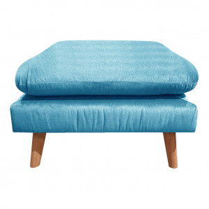 Module Pouf pour Canapé Composable et Modulable en Velours Bleu - LASSIE