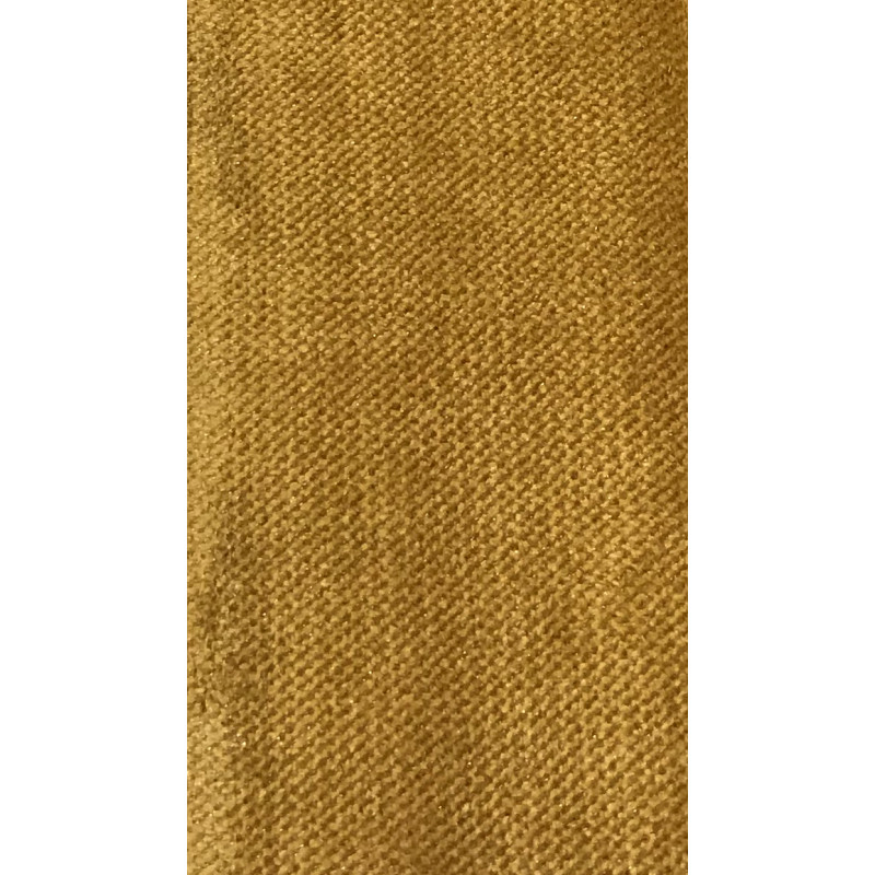 Canapé droit 3 places en velours jaune moutarde avec accoudoirs 2 coussins pieds inclinés bois - design classique chic - VLAD