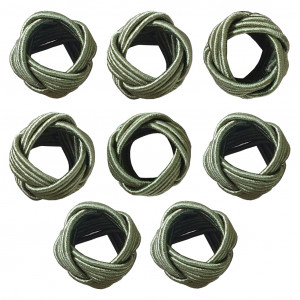 Lot 8 ronds de serviette vert avec tressage D5 cm x H5 cm - TUCH 6884