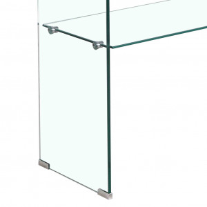 Console rectangulaire L125 cm en verre trempé et étagère vitrée - ICE