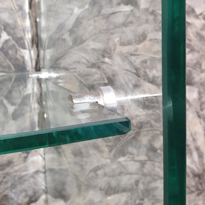 Console rectangulaire L. 125 cm verre trempé et étagère vitrée - ICE
