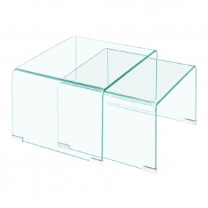 2 tables d'appoint gigognes L50 cm en verre trempé - ICE
