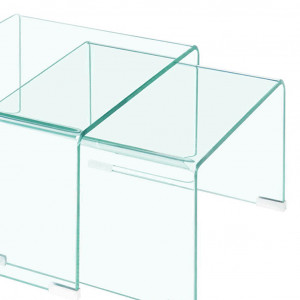 2 tables d'appoint gigognes L50 cm en verre trempé - ICE