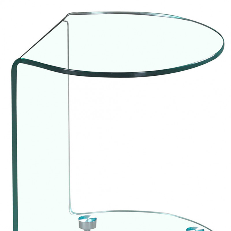 Bout de canapé rond en verre trempé avec 4 roulettes - ICE