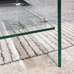 Table basse rectangulaire en verre trempé avec étagère vitrée - ICE
