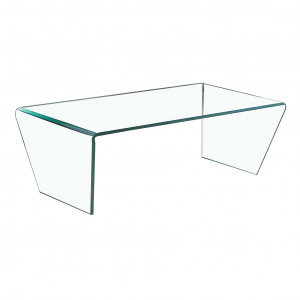 Table basse rectangulaire en verre trempé et piètements inclinés - ICE