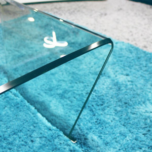 Table basse rectangulaire en verre trempé et piètements inclinés - ICE