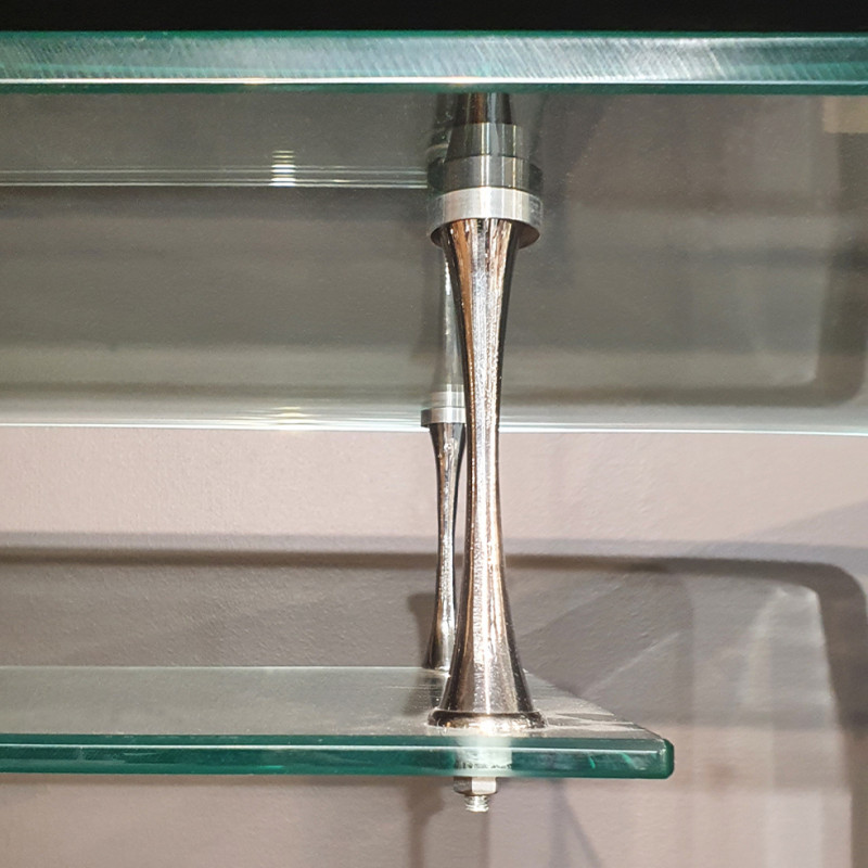 Meuble TV en verre trempé avec étagère suspendue vitrée - ICE
