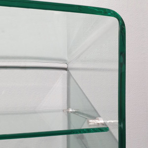 Console rectangulaire L100 cm en verre trempé et étagère vitrée - ICE